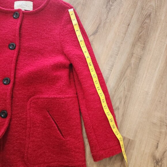 Claudia Collezioni Women's Red Wool blend Light Coat Simple size S FLAW - Picture 8 of 10